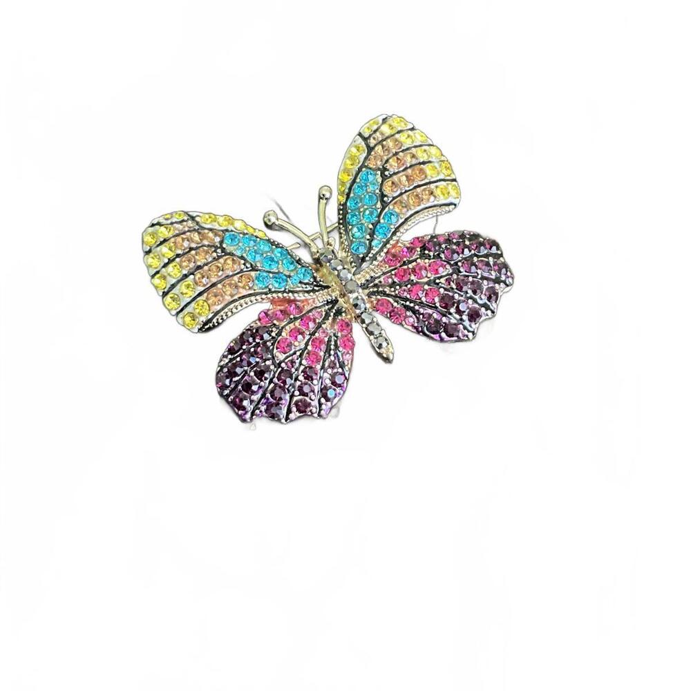 Napier Colorful Rhinestone Butterfly Brooch - Picture 2 of 4
